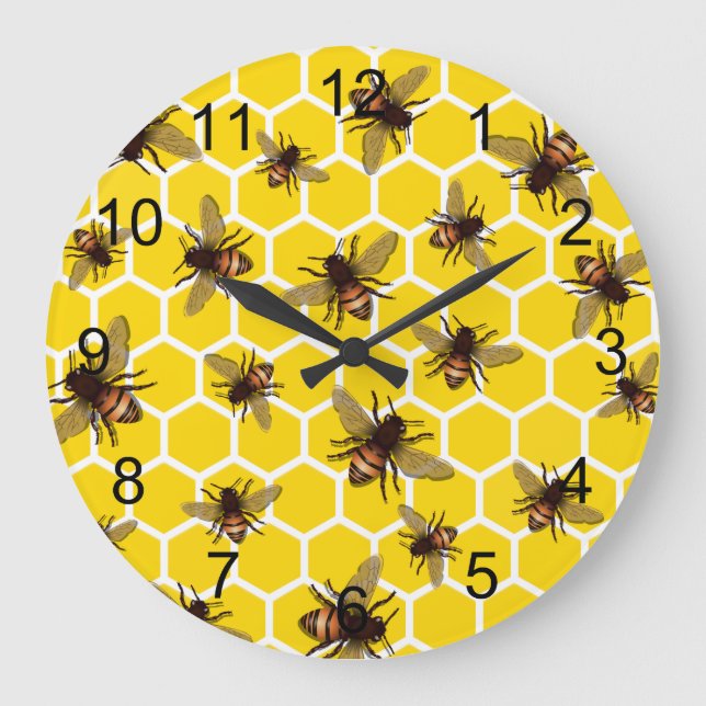 Över bin på Honeycomb Wall Clock Stor Klocka (Framsida)