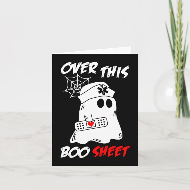Över Boo Lakan Roligt  Ghost Nurse Halloween Kort (Framsida)