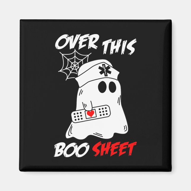 Över Boo Lakan Roligt  Ghost Nurse Halloween Magnet (Framsidan)