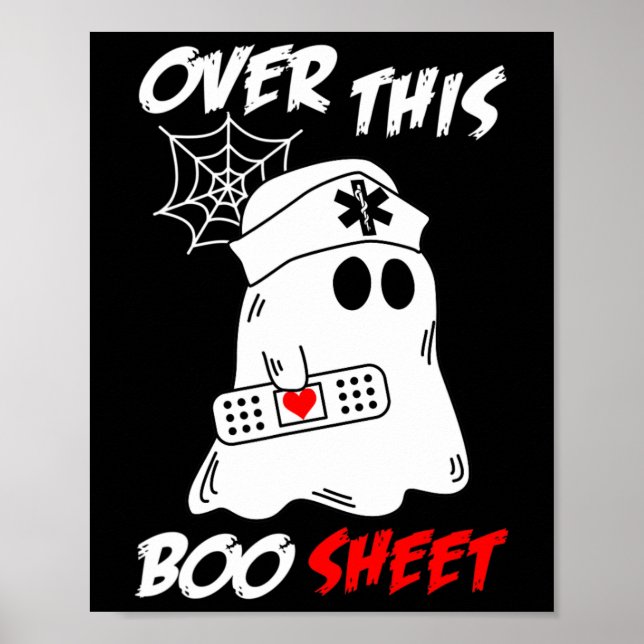 Över Boo Lakan Roligt  Ghost Nurse Halloween Poster (Framsidan)