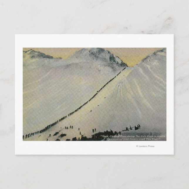 Över Chilkoot passera under guldrusch, Alaska Vykort (Framsida)