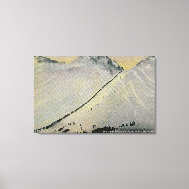 Över Chilkoot-passet under Guld Rush, Alaska Canvastryck (Framsida)