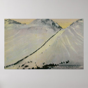 Över Chilkoot-passet under Guld Rush, Alaska Poster