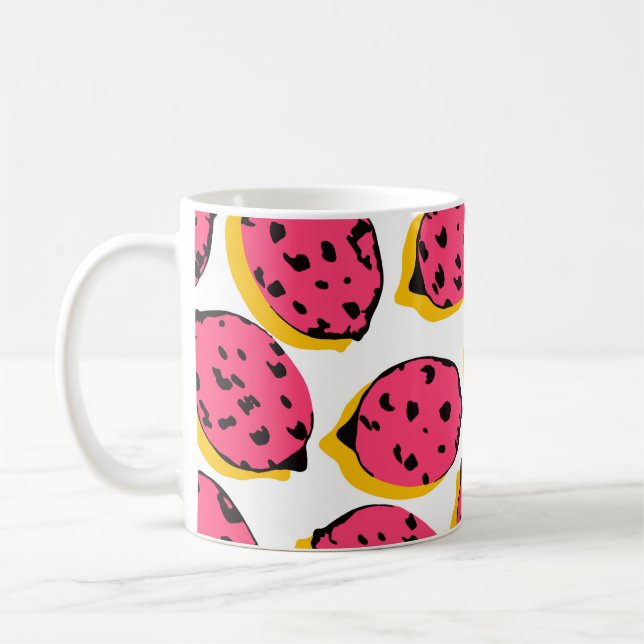 över citronmönsterabstrakt,konst,bakgrund,kundvagn kaffemugg (Vänster)
