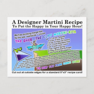 Över Cliff Margarita Martini Recept Card Vykort
