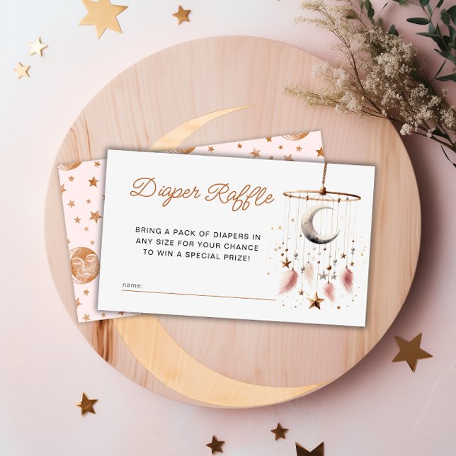 Över den kelestiala babyskåran i Måne Tilläggskort (Over the Moon Celestial Baby Shower Diaper Raffle Enclosure Card)