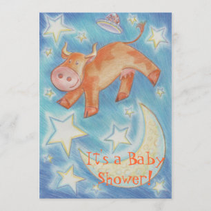 Över den måne"baby shower" inbjudan