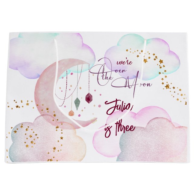 Över den vackra pastellen barns födelsedag vid mån (Framsidan)