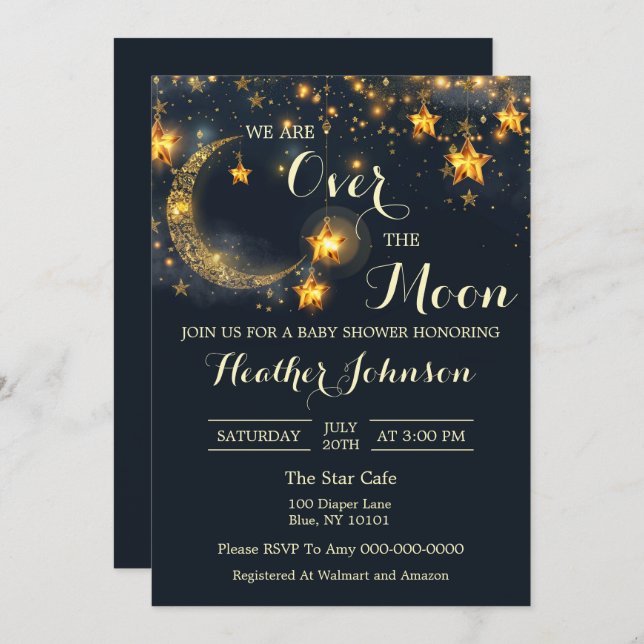 Över den visemiska Neutraltens babyskuva över Måne Inbjudningar (Fram/baksida)