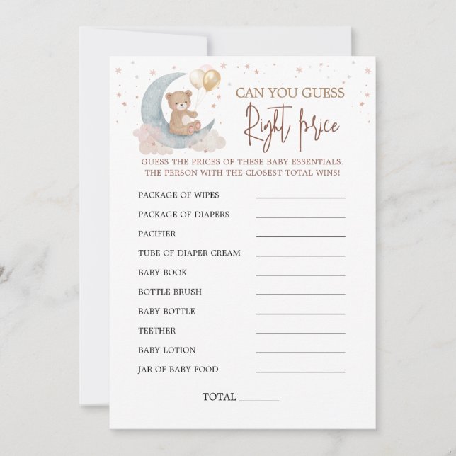 Över det Prisa spelkortet för Högerna Måne Gissa C Inbjudningar (Framsida)