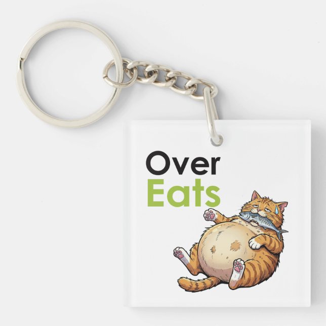 Over Eats - Funny Fat Cat Eating Fish Cartoon (Framsidan)