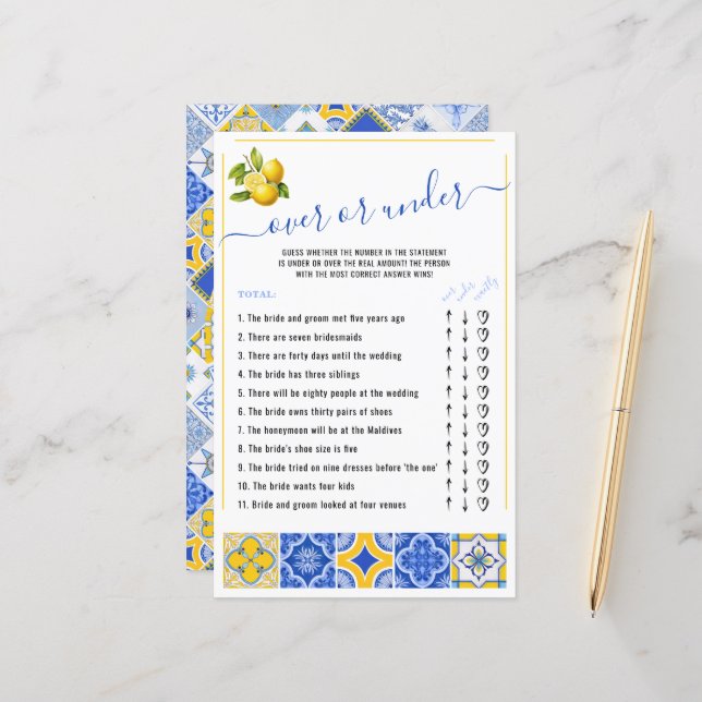 Över- eller under Blå plattor Lemon-Möhippa (Fram/Back In Situ)