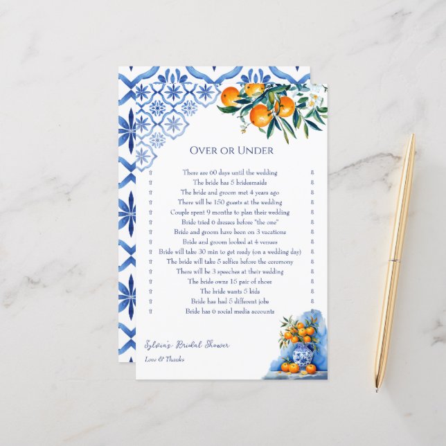 Över- eller Under blå talavera-möhippa (Fram/Back In Situ)