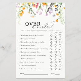 Över eller under Bröllopsduschspel Vilda blommor Flygblad