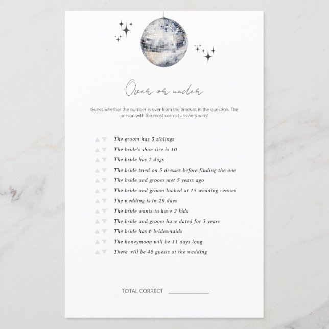 Över eller under Disco Boll Möhippa-spel (Framsida)