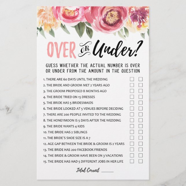 Över- eller Under Möhippa- eller Hen Party-spel (Framsida)