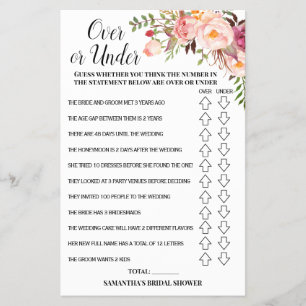 Över- eller under Möhippa Rosa Blommor Spelkort Flygblad