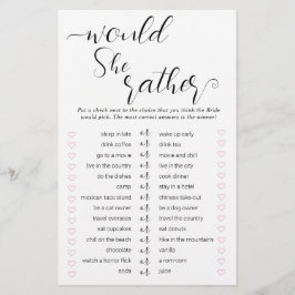 Över eller under och skulle hon hellre visa spel 2 flygblad