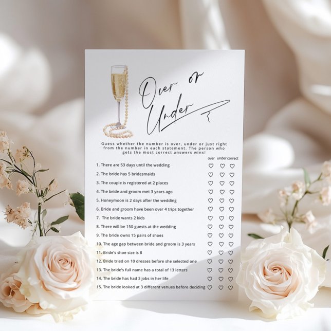 Över- eller under Pearls och Prosecco möhippa-spel (Skapare uppladdad)