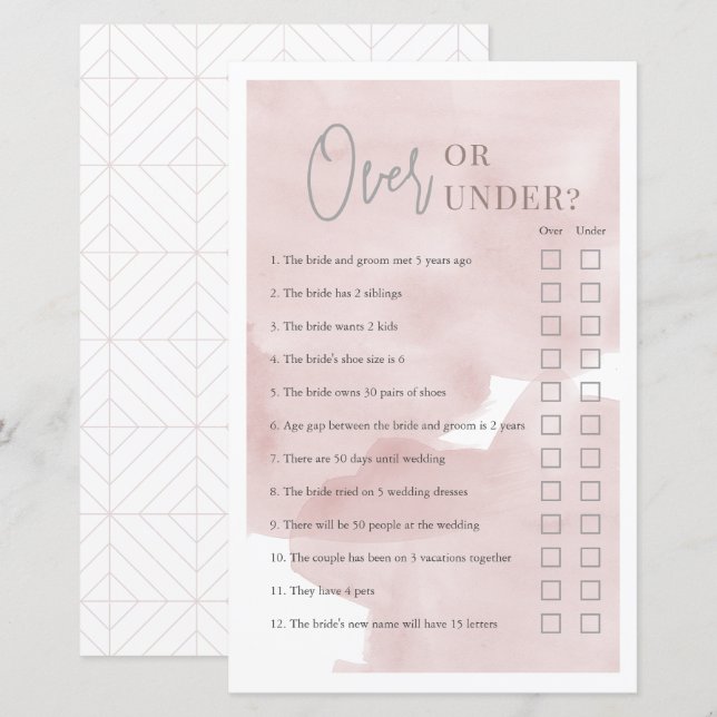 Över- eller under Rosa Himlar Möhippa-spel (Fram/baksida)