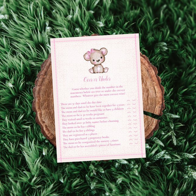 Över eller Under Söt Flickbjörn Spelkort Inbjudningar (Skapare uppladdad)