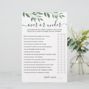 Över eller under spel Baby Shower-festspel