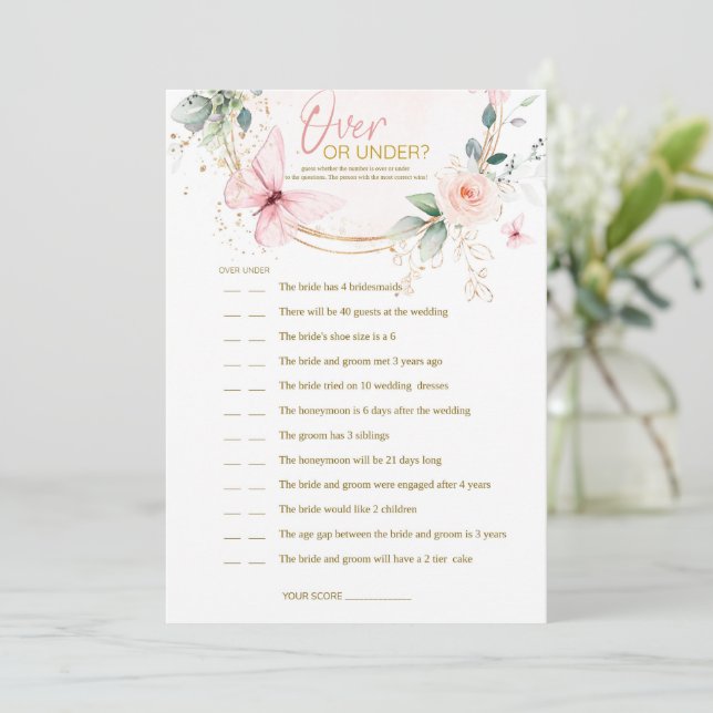 Över- eller under spel Butterfly Wildblommatch Inbjudningar (Stående Fram)