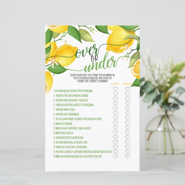 Över eller under spel - Lemon (Stående Fram)