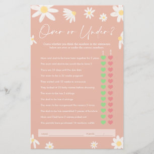 Över- eller under spel, Rosa Daisy Baby Shower-spe