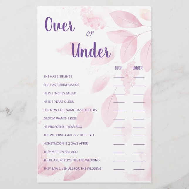 Över- eller under Visare-spelkort Flygblad (Framsidan)