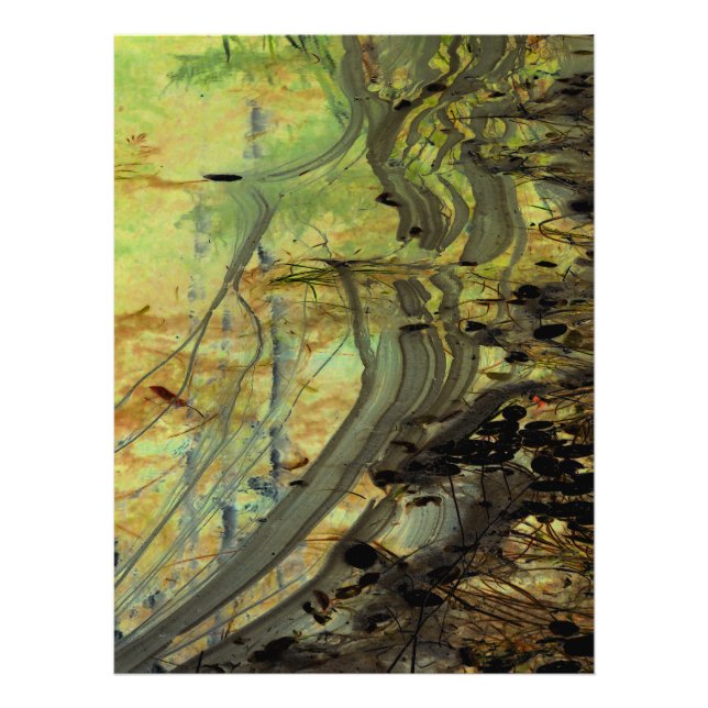 "Över en bäver-damm I" Abstrakt förbättrad damm Fototryck (Framsidan)