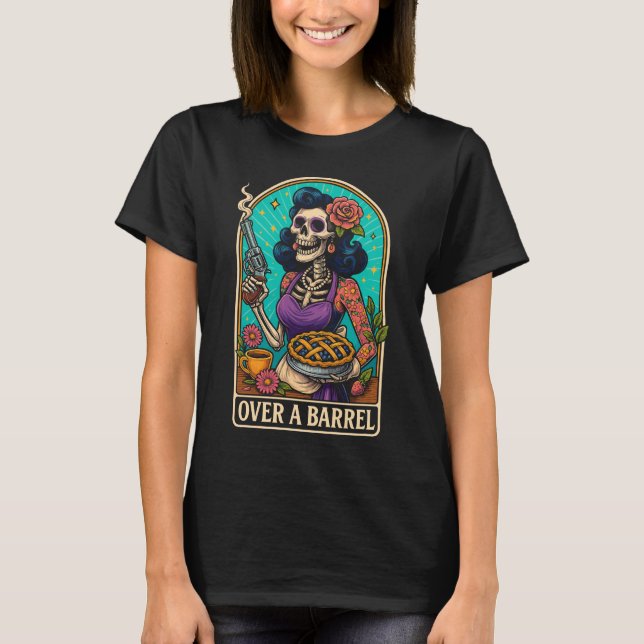 Över ett fat Skeleton Retro Vibes T Shirt (Framsida)