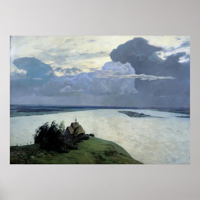 Över evig tystnad av Isaac Levitan Poster (Framsidan)