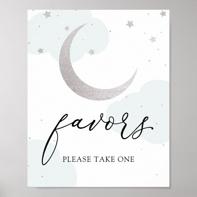 Över favoritsignalen Måne Blue och Silver Poster (Framsidan)
