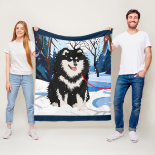 ÖVER FLODEN Finsk Lapphund Flanellfilt Fleecefilt