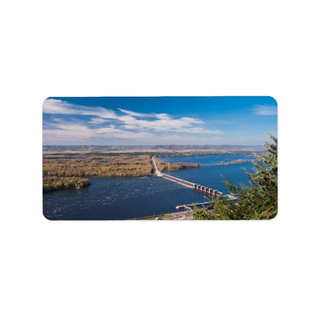 Över floden Mississippi och dammen i Alma Adressetikett (Framsidan)