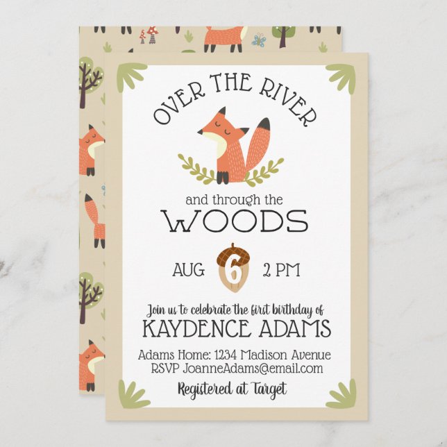 Över floden och genom Skogen Inbjudningar (Fram/baksida)