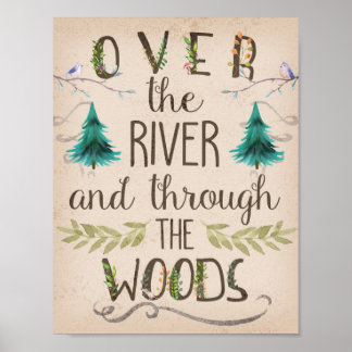 Över floden och genom Skogen Woodland Print Poster