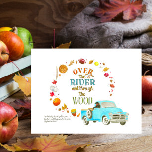 Över floden och genom Wood-Thanksgivingen Vykort