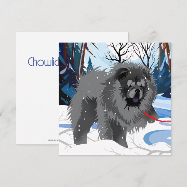 ÖVER FLoden Svart Chow mini tryckta kort (Fram/baksida)