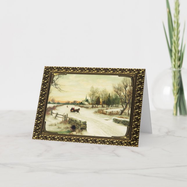 Över floden - Vintage-julkort Helgkort (Framsida)