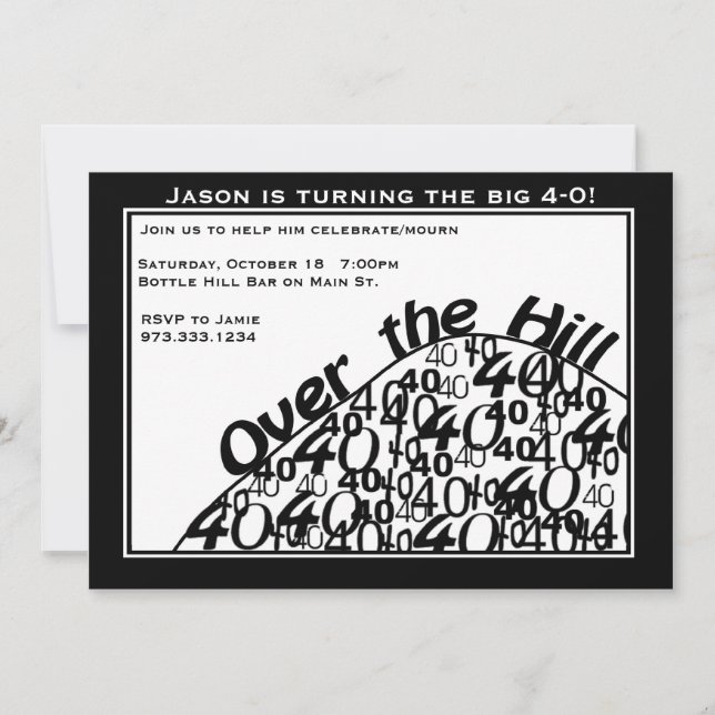 Över födelsedagsfest inbjudan för backe 40th (Framsida)
