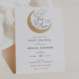 Över Guld glittery Måne Baby Shower Inbjudningar