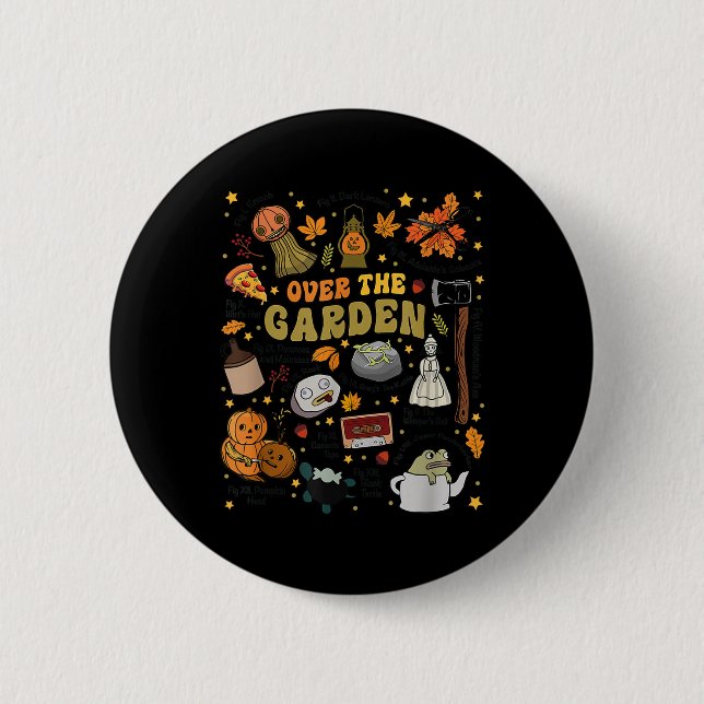 Över Halloween Garden Wall Pumpkin - tack Knapp (Framsida)