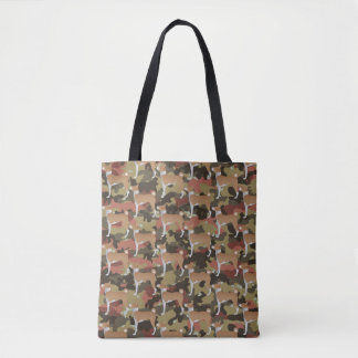 Över hela Camo Red & White Basenji Hund Tote Bag Tygkasse