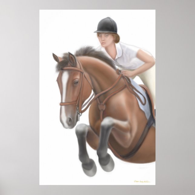 Över Hurdle Equestrian Print Poster (Framsidan)