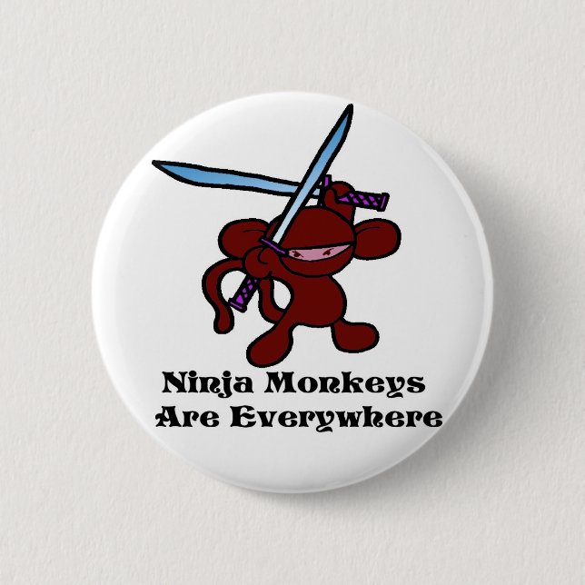 Över huvudet röda Ninja Knapp (Framsida)