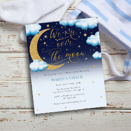 Över inbjudan till Måne Blue Boy Baby Shower