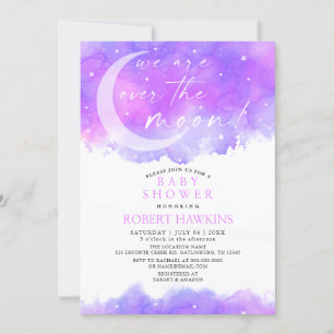 Över inbjudan till Måne Dreamy Girl Baby Shower