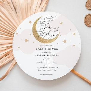 Över inbjudan till Måne Rosa Baby Shower